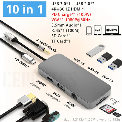 USB Type-C Hub with HDMI - Essential PC Accessories Docking Station Compatible with MacBook Pro Air  Mini and Laptops usb 3.0