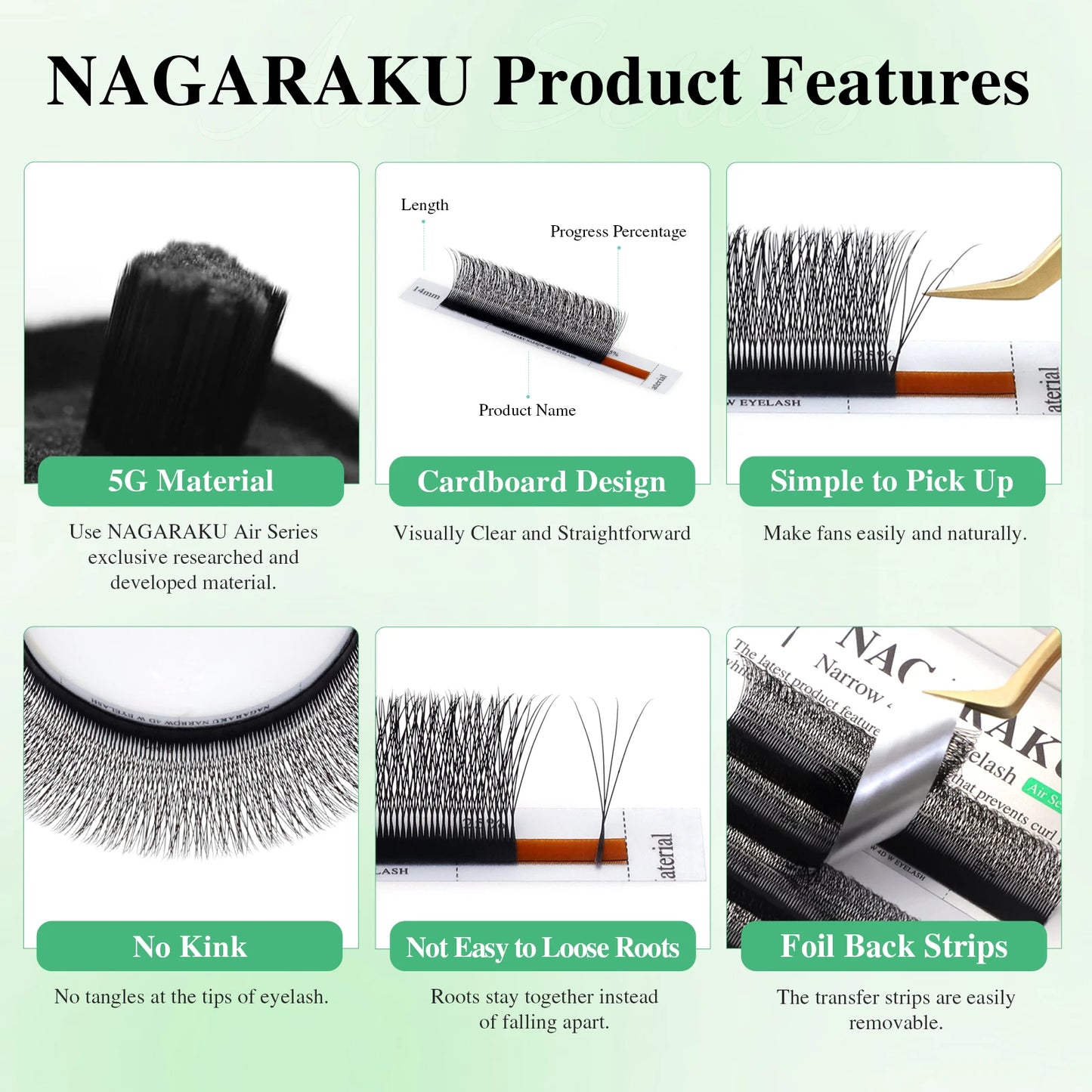 NAGARAKU Narrow 4D W Shape False Eyelash Extensions Premade Volume Fans V Shape Lashes Bloom Mesh Eyelashes Air Series Bundle