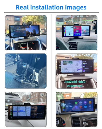 10/11.26 Inch 4K DVR Wireless CarPlay & Android Auto Dash Cam Bluetooth Audio GPS Navigation Dashboard Dual Lens Video Recorder