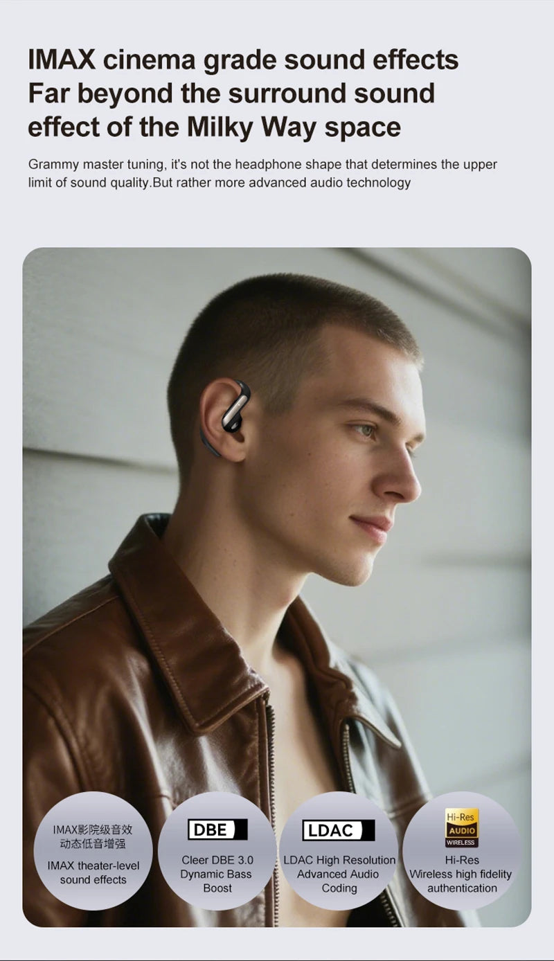 Smart AI Translation Headset Stereo Sound Semi-in-ear Air Conduction True Wireless Sports Long-lasting Bluetooth Headset