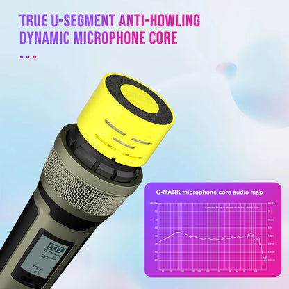 Karaoke Microphone G-MARK SKM9000 2 Channels Wireless UHF Frequency For Teaching Wedding Clear Stable Audio Transmission