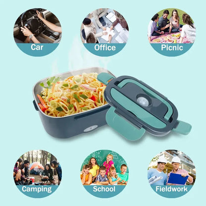 HOMEFISH 1.5L Electric Lunch Box  60W Speed Heating Car Or AC Heating Travel Office Home Use Gift Knife And Insulated Handbag