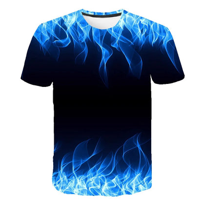 T-Shirts Flames Summer Children's Clothing 3D Print Kids T Shirt Fashion Harajuku Street Casual Round Neck T-Shirt Boy Girl Tops