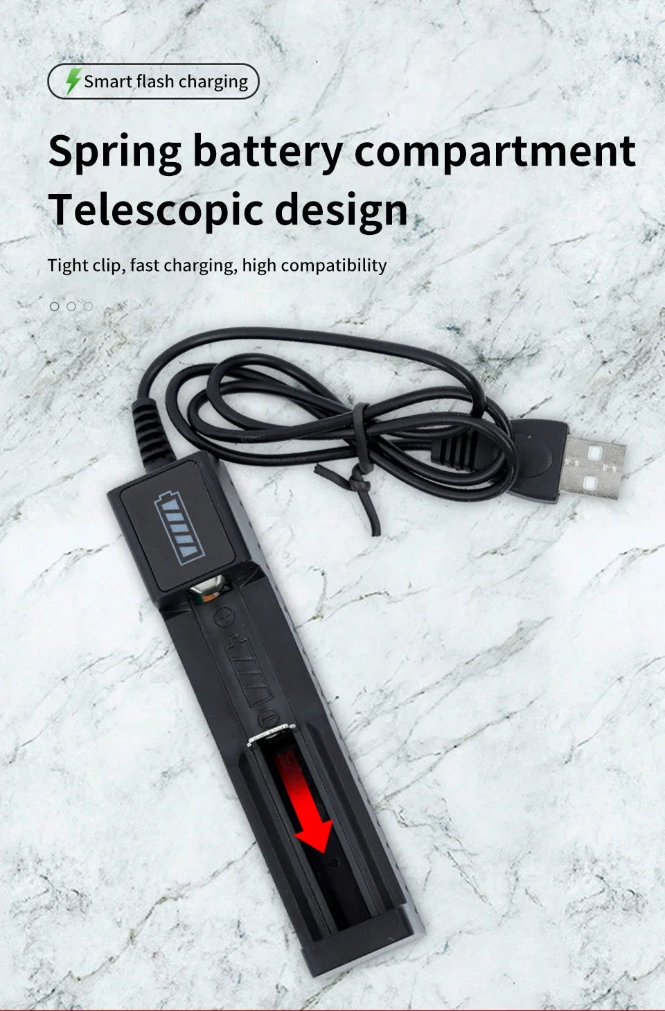 18650 Battery Charger 1-4 Slots Dual 18650 Charging 3.7V  Rechargeable Lithium Battery USB Charger For 16340 14500 18650 26650