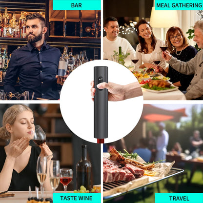 Electric Wine Opener Set Automatic Corkscrew with Aerator Pourer and Foil Cutter for Kitchen Bar Party Gifts