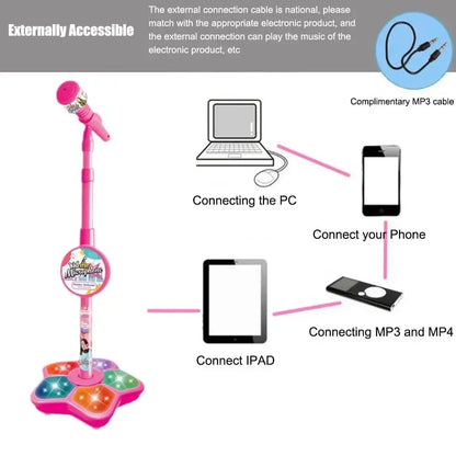 Kids Toys Karaoke Microphone with Stand Singing Song musical instruments Toys with Light Educational development games Children