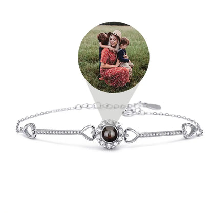 Custom Photos Bracelets 925 Sterling Silver Personalized Projection Photo Bracelet for Women Wife Mom Jewelry Mother's Day Gift