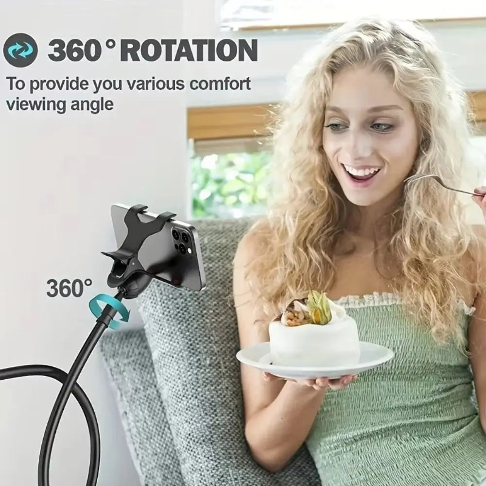 New 360 Rotating Lazy Phone Holder Universal Adjustable Desktop Phone Clip Flexible with Handle Bed Desktop Mount Bracket