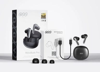 QCY MeloBuds Pro ANC Bluetooth 5.3 Earphones Wireless 46dB Hybrid ANC Hi-Res LDAC Earbuds 6 Mic Headphones 34H in-Ear Detection