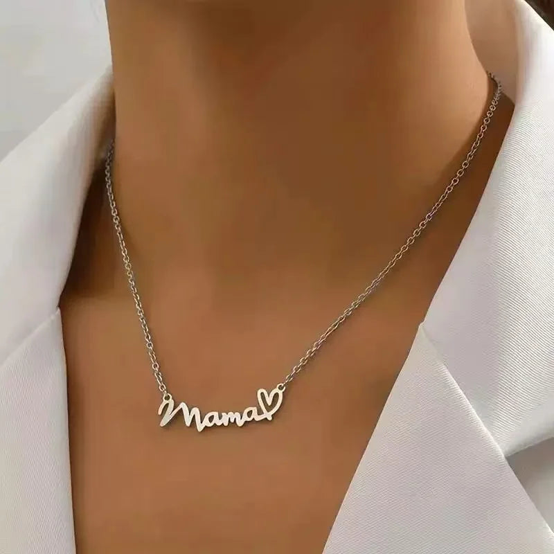 One-Piece Fashionable Heart-Shaped Mama/Mom/Mother Pendant Necklace Mother's Day Jewelry Gift
