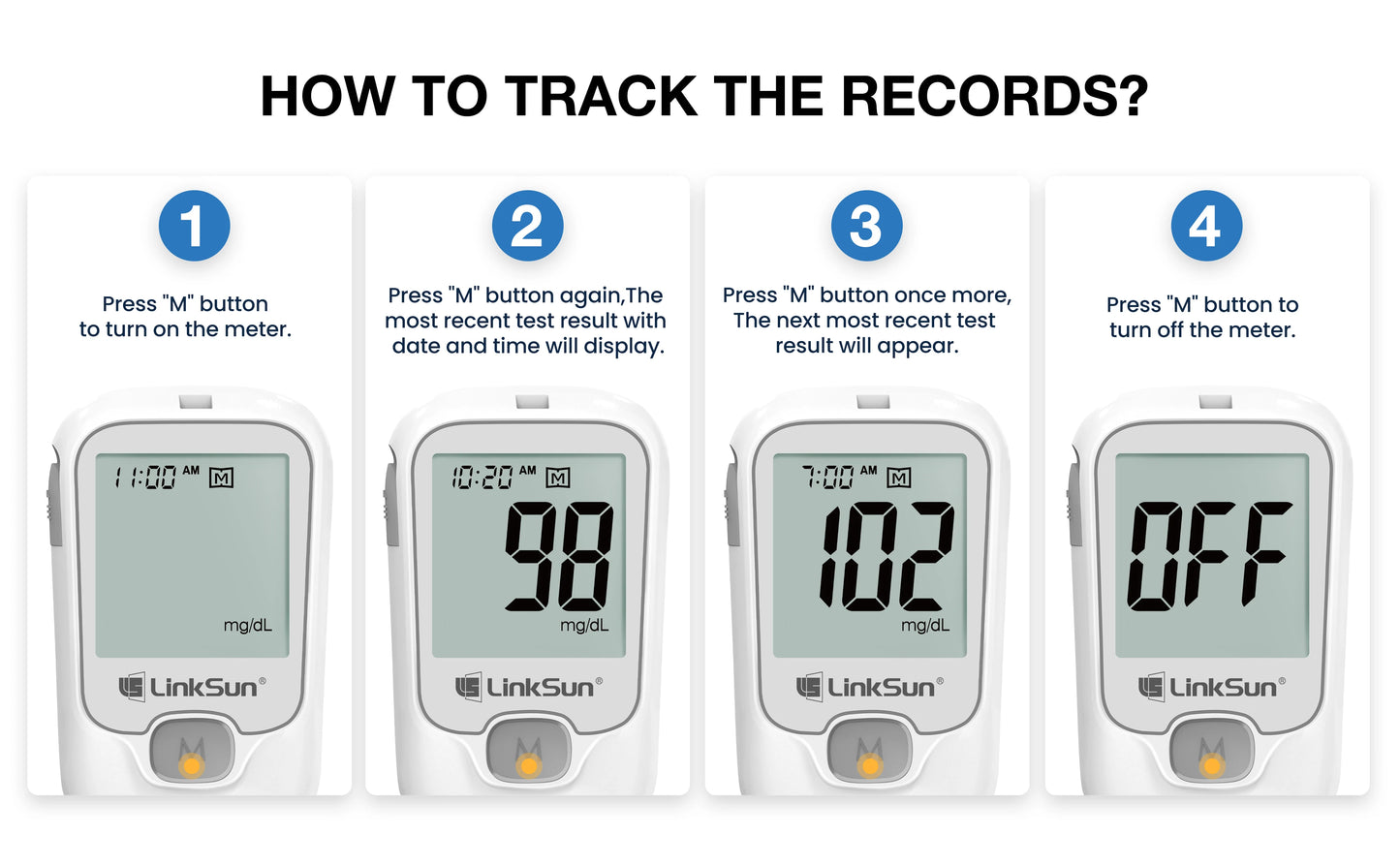 G-425-1 LinkSun Blood Glucose Meter Kit 50/100pcs Test Strips Lancets for Diabetes Monitor Digital Glucometer Blood Sugar Meter