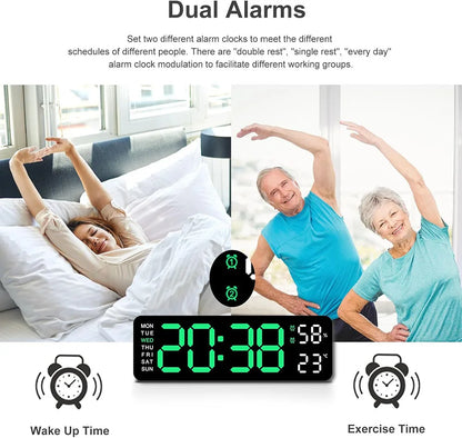 Smart Mute LED Electronic Wall Clock Modern Desk Clock Night Alarm Minimalist Thermometer Air Clock Home Decor For Living Room