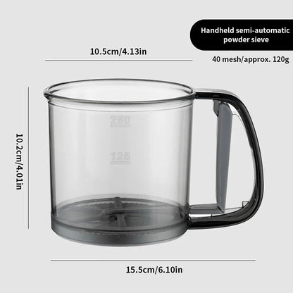 HOMEFISH Kitchen Baking Cake Flour Sieve 40 Mesh Semi-automatic Filter Sieve Flour Sieve With Capacity Scale