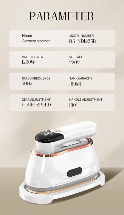 110V/220V Handheld Steam Iron Foldable Garment Steamer 1200W Power Portable 4 Speed Steamer Touch Screen Rotary Electric Iron