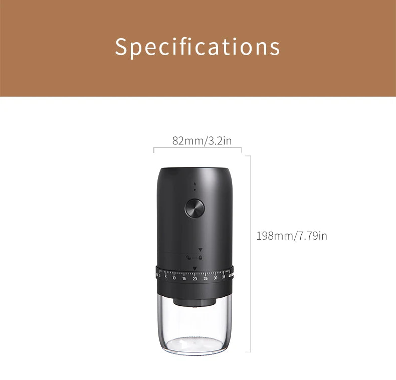 New Portable USB Electric Coffee Bean Grinder 40 Gears External Adjustable Rechargeable Grinders Household Mini Coffee Machine