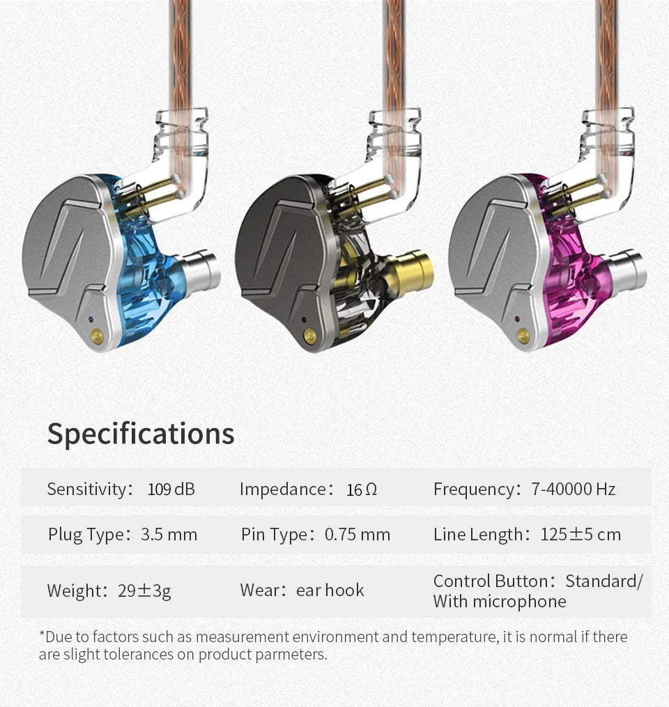 KZ ZSN PRO Earphones 1DD+1BA Hybrid Drive HIFI Bass Earbud Replaceable Cable