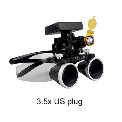 2.5X/3.5X 420mm Dental Loupe Magnifier Binocular Magnifier Surgery Surgical Operation Loupe with Spotlight Head Light 5W LED