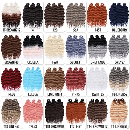 Anna 24 Inch Synthetic Hair Water Wave Braiding Hair Extensions Ombre Blonde Deep Wave Afro Curl Twist Crochet Hair for Women