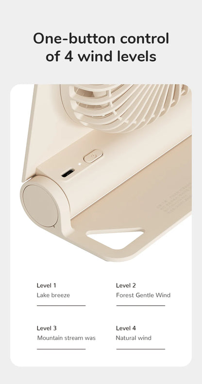JISULIFE Mini Portable Fan Desktop Fan USB Charging Quiet Foldable Hanging Standing Cooling Fan for Travel Office Home