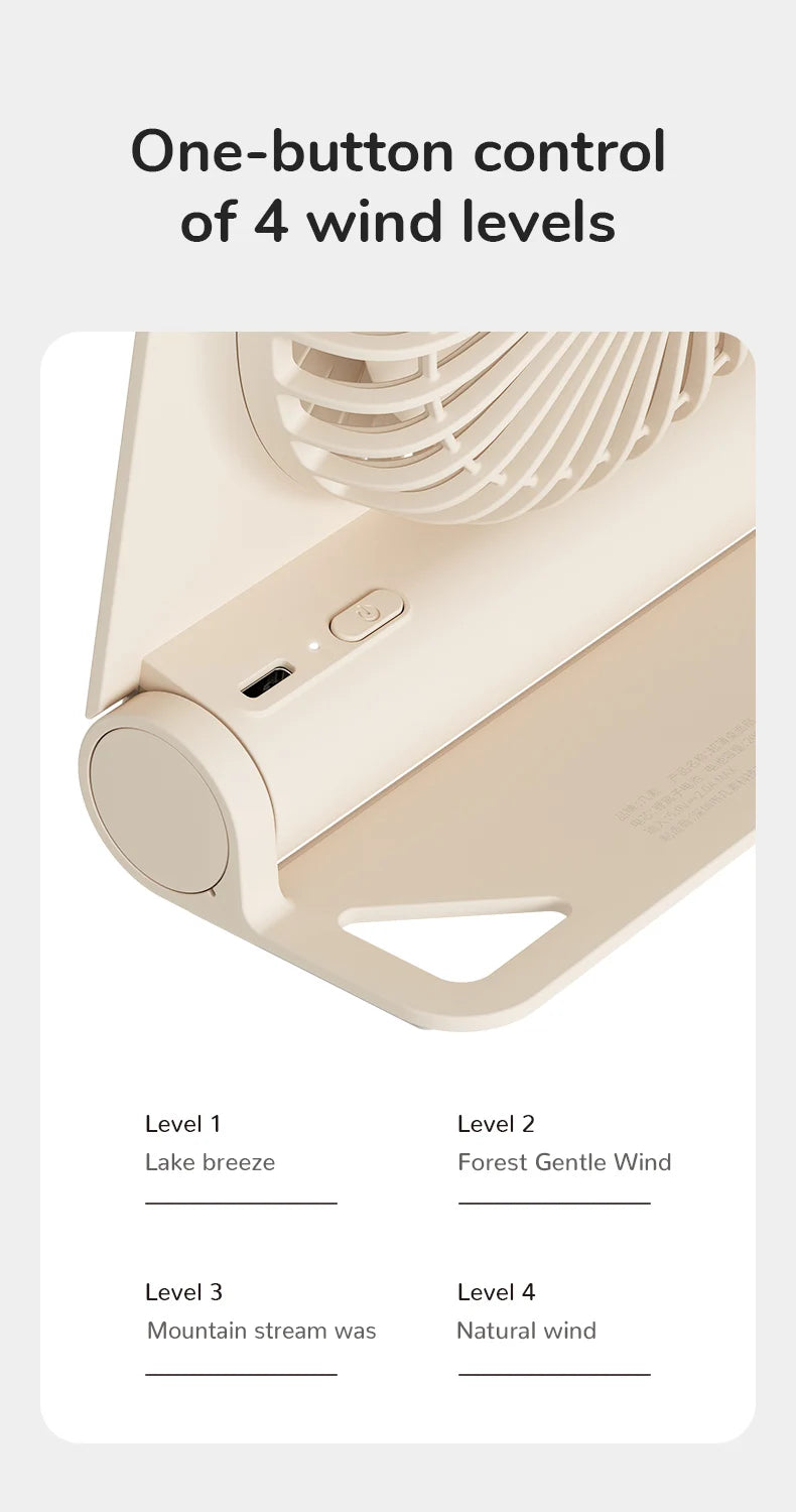 JISULIFE Mini Portable Fan Desktop Fan USB Charging Quiet Foldable Hanging Standing Cooling Fan for Travel Office Home