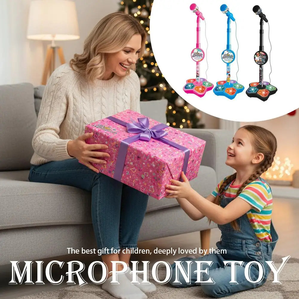 Karaoke Machine Toy with Light Reusable Kids Singing Microphone Portable Music Stage LED Light Show Confidence Building Creative
