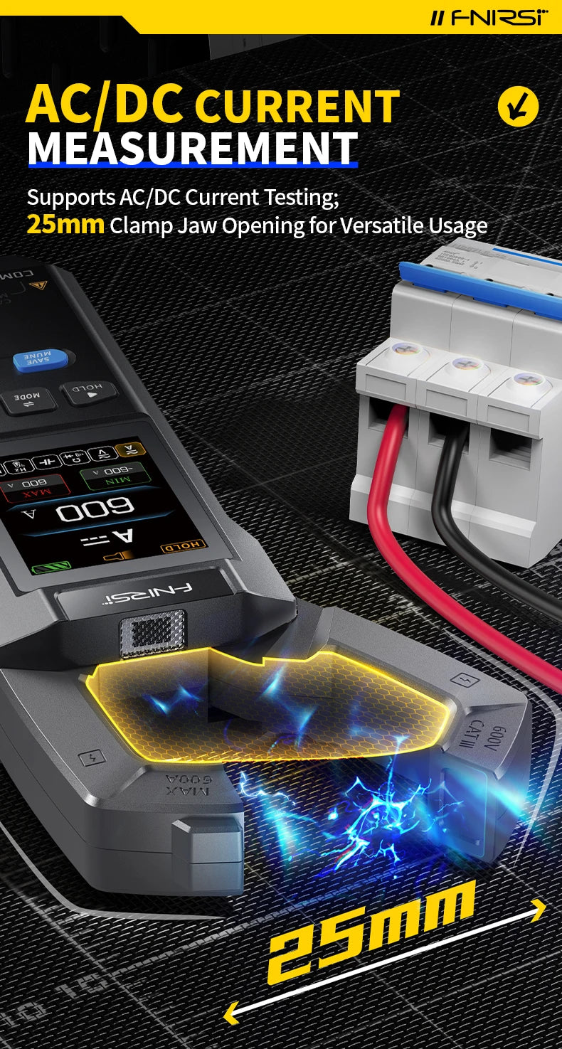 FNIRSI DMC-100 зажимный, 10000 отсчётов, ток AC/DC до 600А, USB зарядка