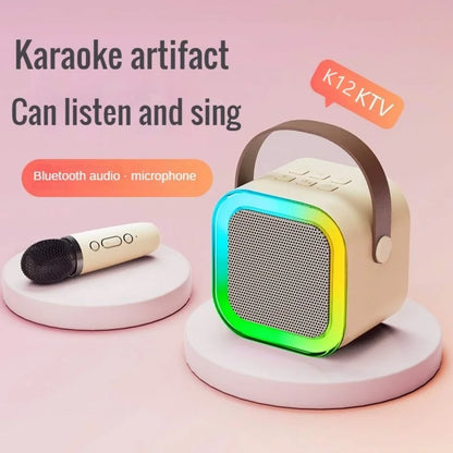 K12 karaoke machine with 1/2 wireless microphones portable 5.3 PA Bluetooth speaker system RGB lights audio home KTV kid gifts