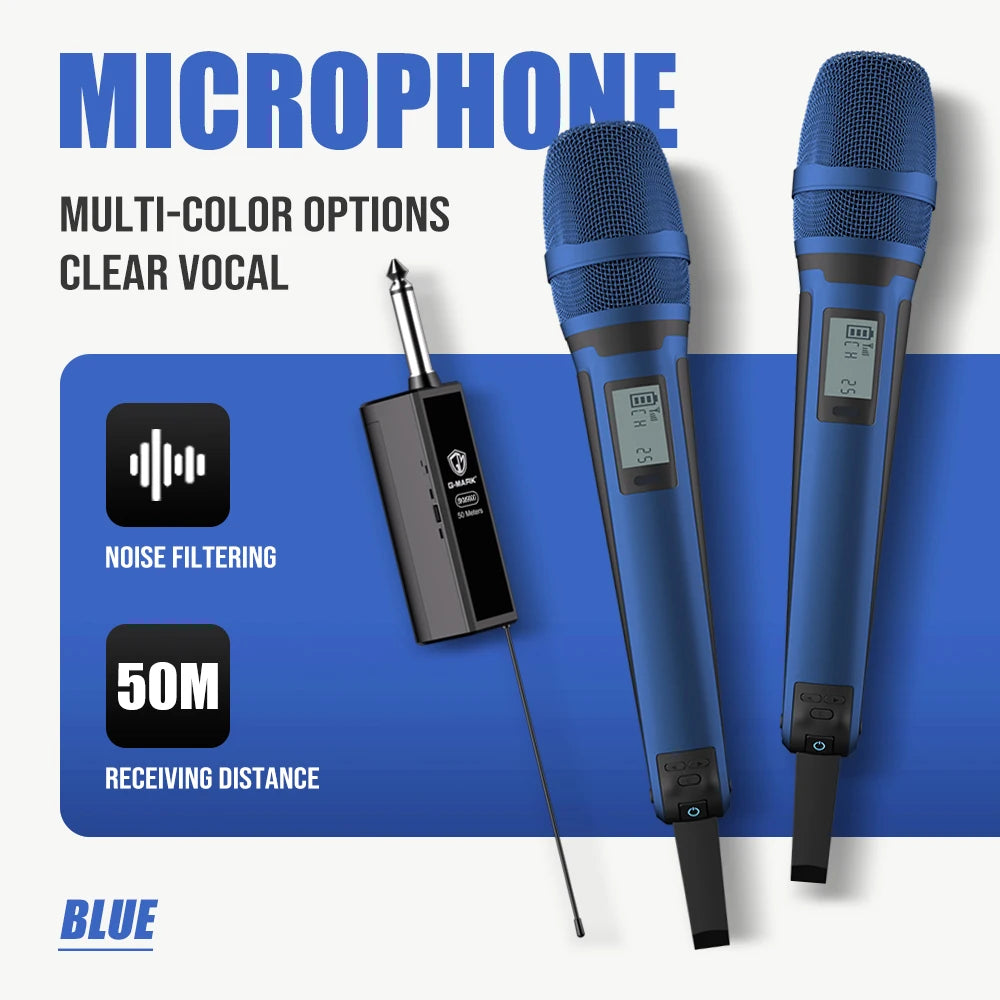 Karaoke Microphone G-MARK SKM9000 2 Channels Wireless UHF Frequency For Teaching Wedding Clear Stable Audio Transmission