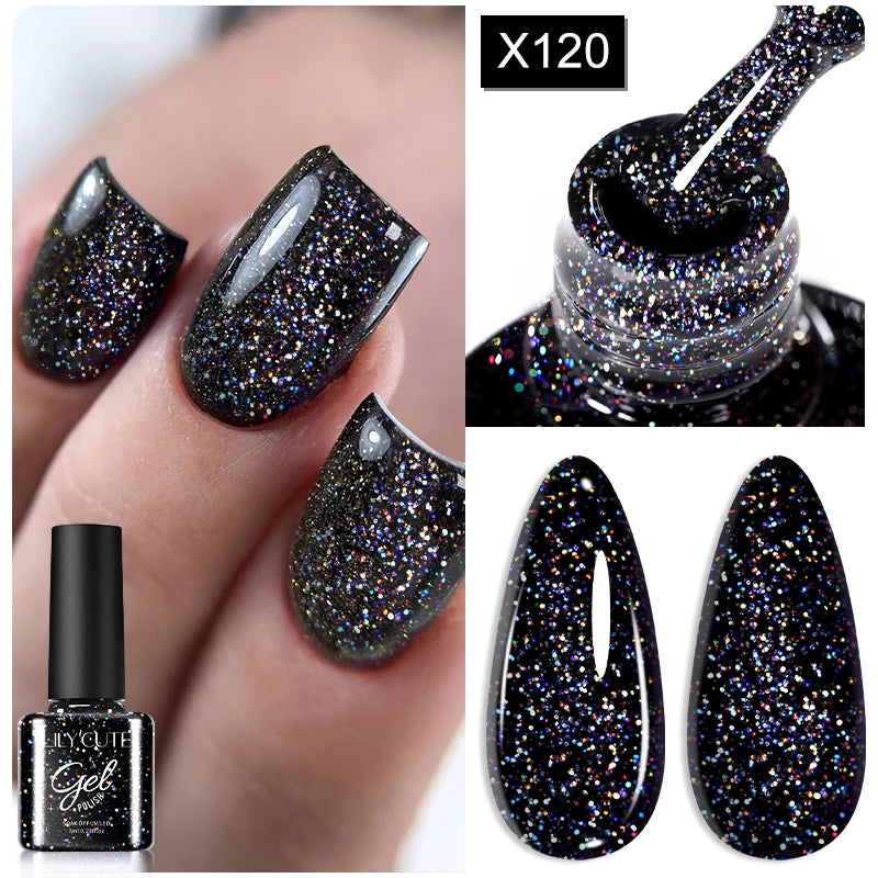 LILYCUTE Nude Crystal Rubber Base Gel Nail Polish Natural Color Semi Permanent UV Gel Soak Off Self Leveling Nail Gel Varnishes
