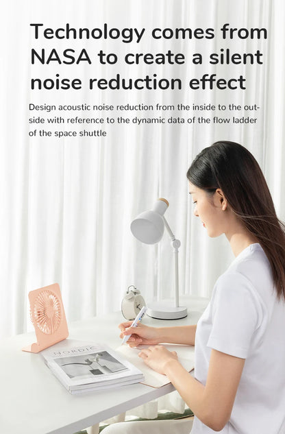 JISULIFE Mini Portable Fan Desktop Fan USB Charging Quiet Foldable Hanging Standing Cooling Fan for Travel Office Home