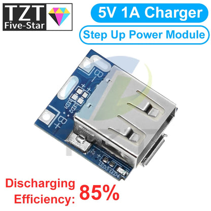 GREATZT 5V Boost Converter Step-Up Power Module Lithium Battery Charging Protection Board LED Display USB For DIY Charger 134N3P