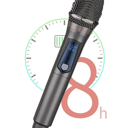 Wireless Microphone 2.4G 2 Channels UHF Handheld Microphone Rechargeable Microphone for Karaoke, Live, Wedding, Party, Meeting