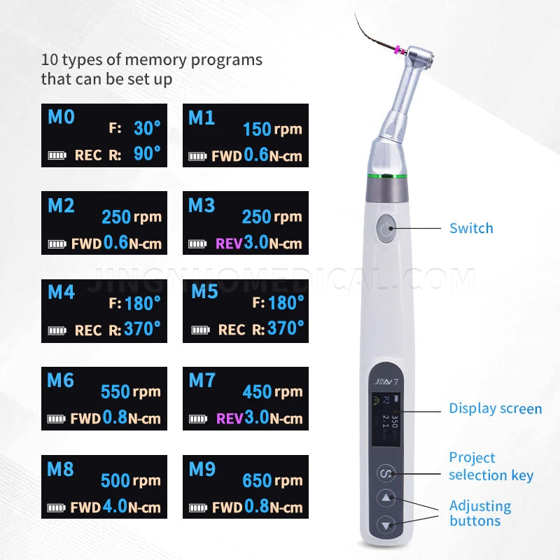 Dental Endo Motor 16:1 Standard Contra Angle Endomotor Wireless Root Canal Therapy Instrument Dentist Tools Reciprocating 360°