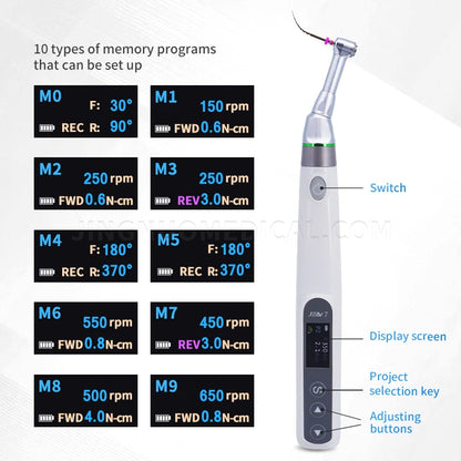 Dental Endo Motor 16:1 Standard Contra Angle Endomotor Wireless Root Canal Therapy Instrument Dentist Tools Reciprocating 360°