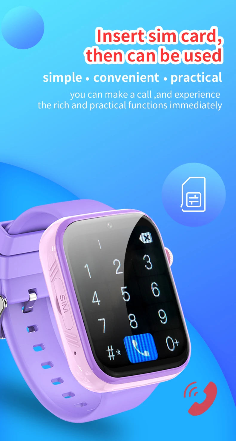 Android WhatsApp Smart 4G Video Voice SOS Call Camera Watch GPS WIFI Trace Locate SIM Card Phone Smartwatch for Student Child