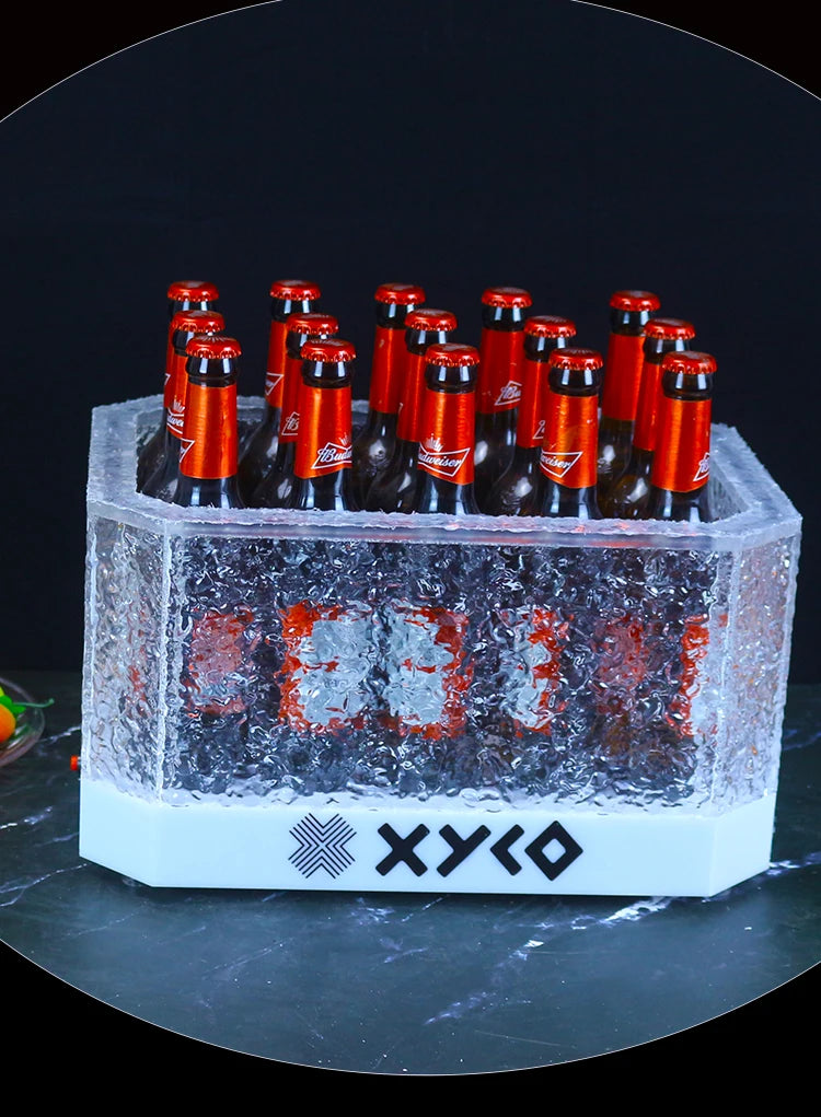 LED Rechargeable Glowing Ice Bucket, Bar KTV Champagne Bucket, Nightclub Dedicated Beer Bucket,Wine Bottle Storage Container