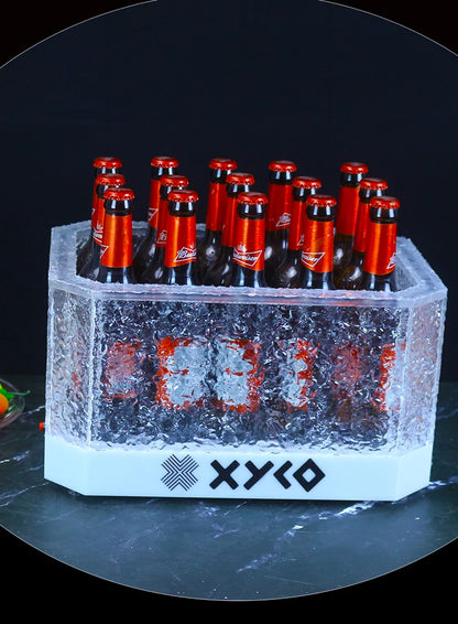 LED Rechargeable Glowing Ice Bucket, Bar KTV Champagne Bucket, Nightclub Dedicated Beer Bucket,Wine Bottle Storage Container