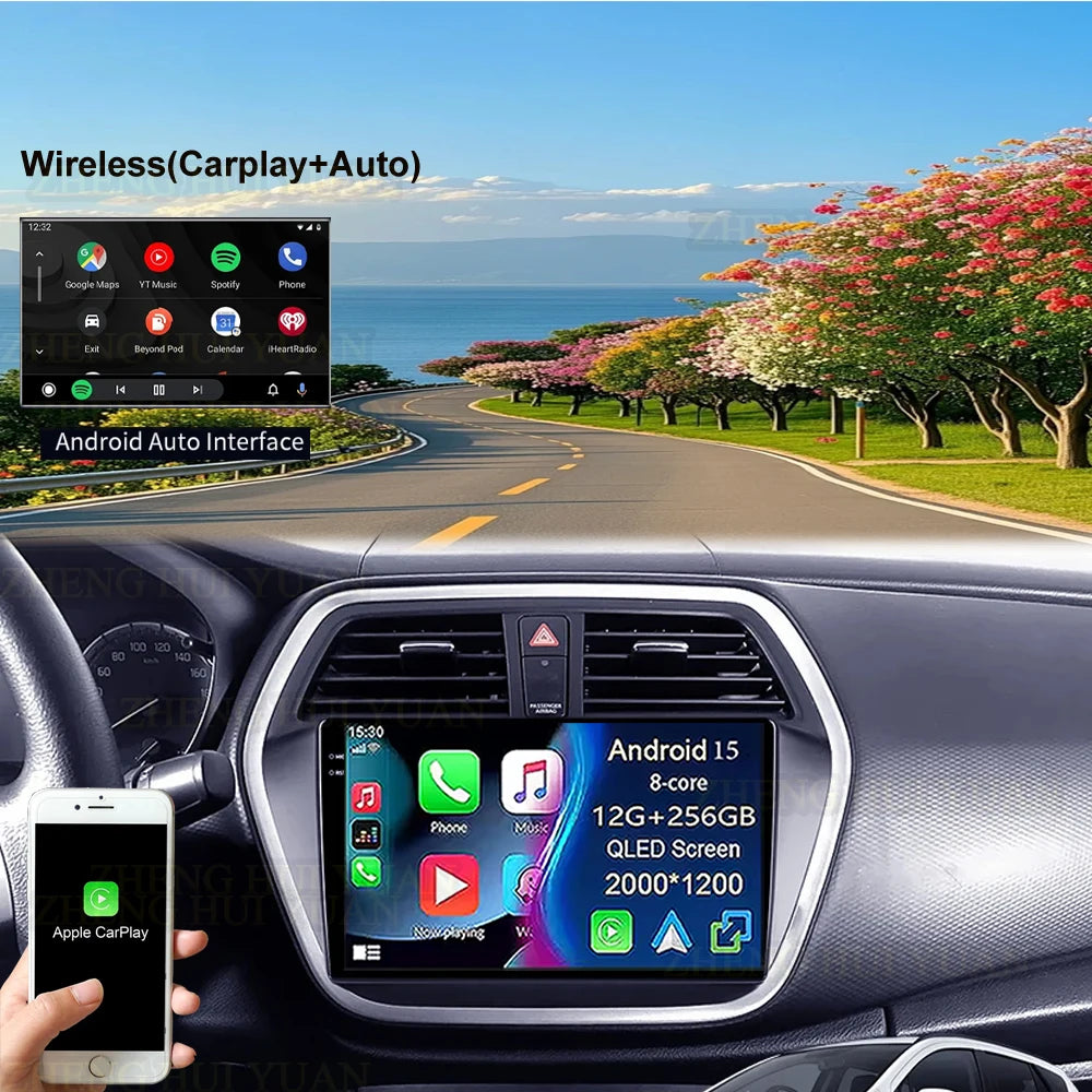 For Suzuki SX4 S-Cross 2014 2015 2016 2017 Android 15 Car Radio Multimedia Player Stereo GPS WIFI+4G wireless Carplay Auto video