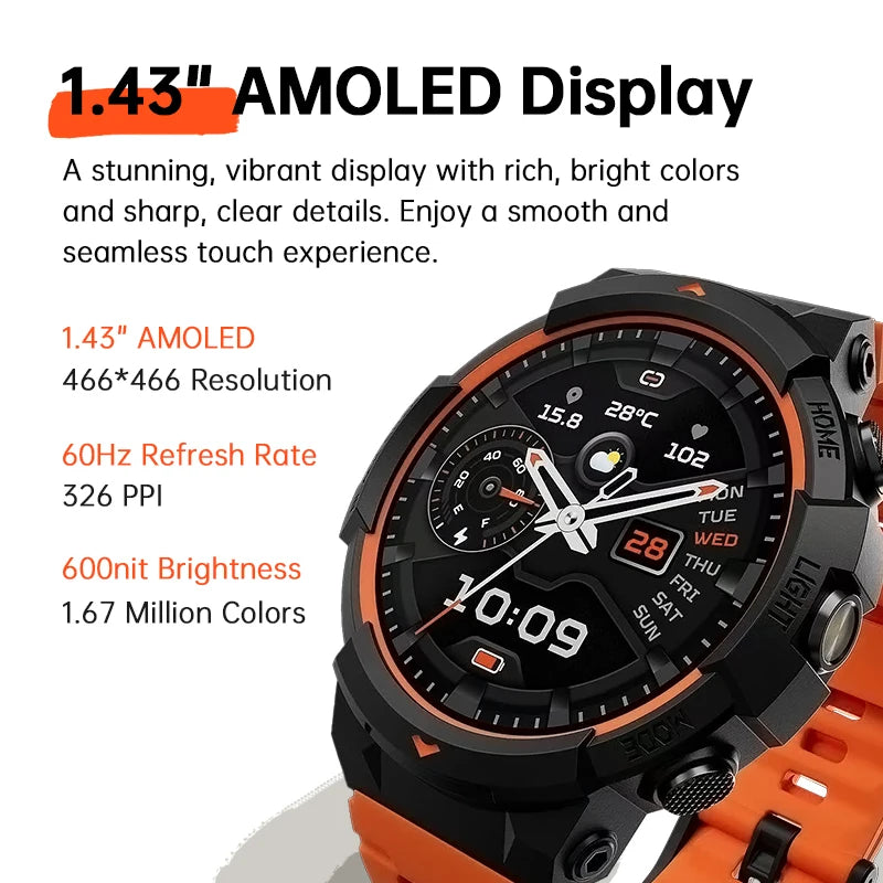 Global Version Smart Watch Black Shark Gs3 Sport 1.43'' Amoled Screen 18 Day Battery Life 5Atm Gnss