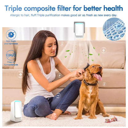 Negative Ion Mini Air Purifier Whisper Quiet Operation Plug In Air Cleaner Fresher For Pet Kitchen Smokers Toilet Bathroom
