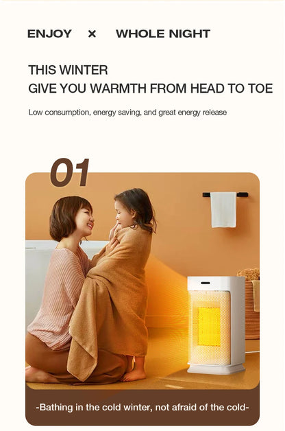 Portable PTC ceramic electric heater with multi-stage adjustment, silent, small household fan and night light heater.