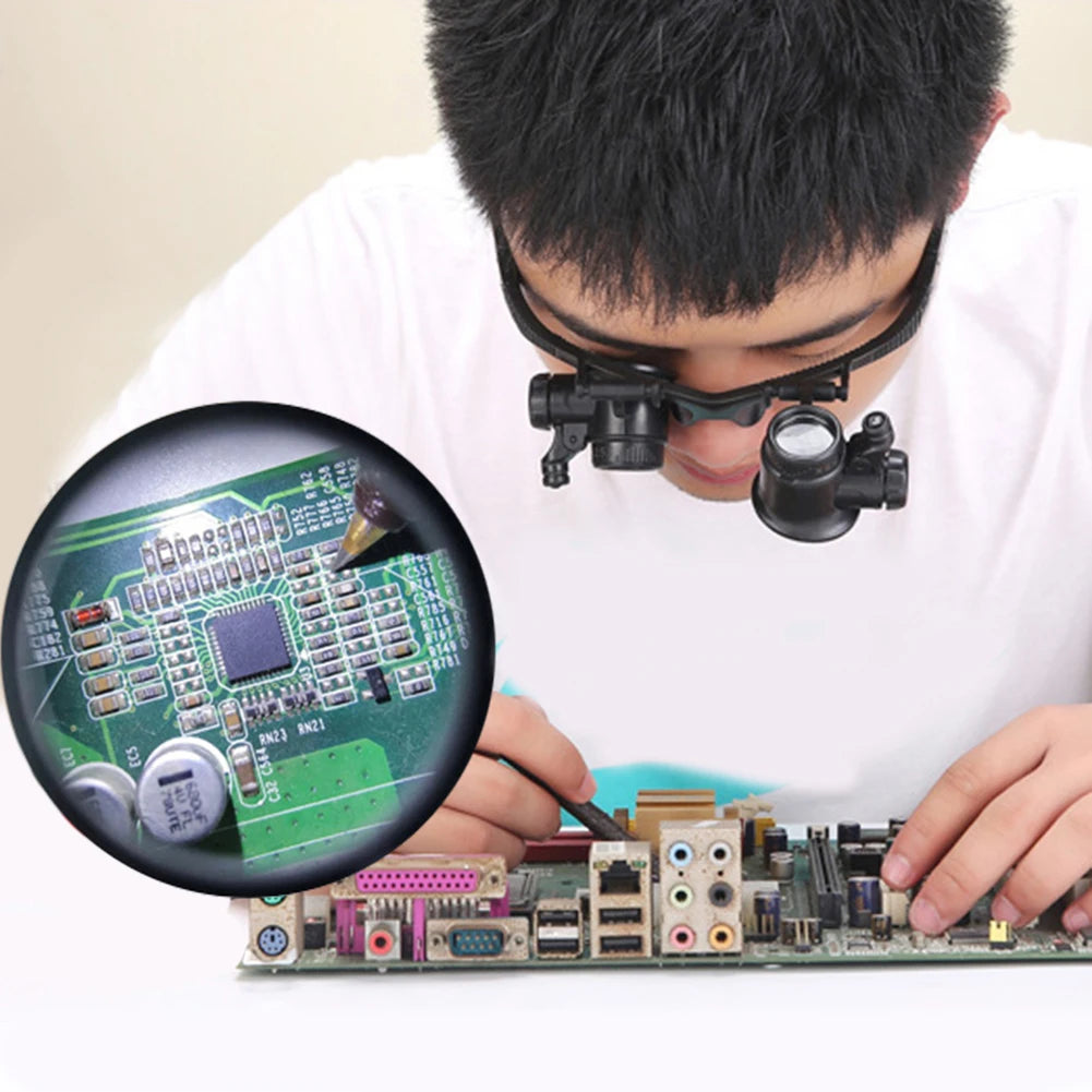 10X/15X/20X/25X LED Magnifier Glasses Magnifying Headband Eyewear for Reading Jewelers Watchmaker Repair Tools Magnifying Glass