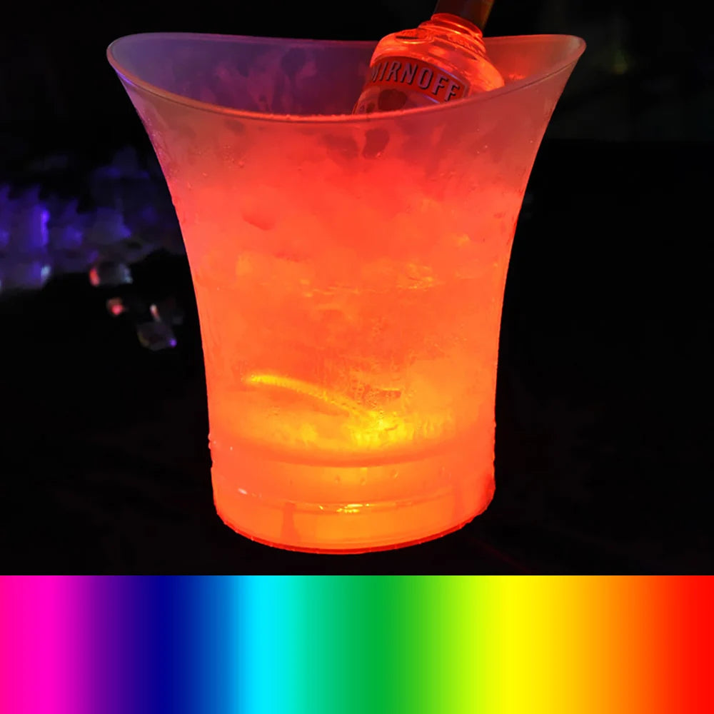 5L Champagne Beer Bucket 4 Color Deocrative Bars Night Party LED Light Up New Waterproof Plastic LED Ice Bucket Bars Nightclubs