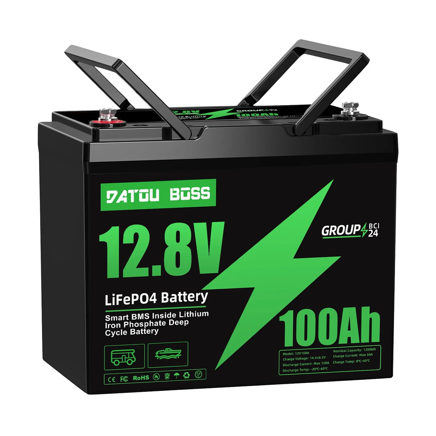 DTOUBOSS Original Lithium Rechargeable LiFePO4 For Solar System RV Outdoor Travel Home BMS 12V 100Ah U.S. Warehouse NO TAX