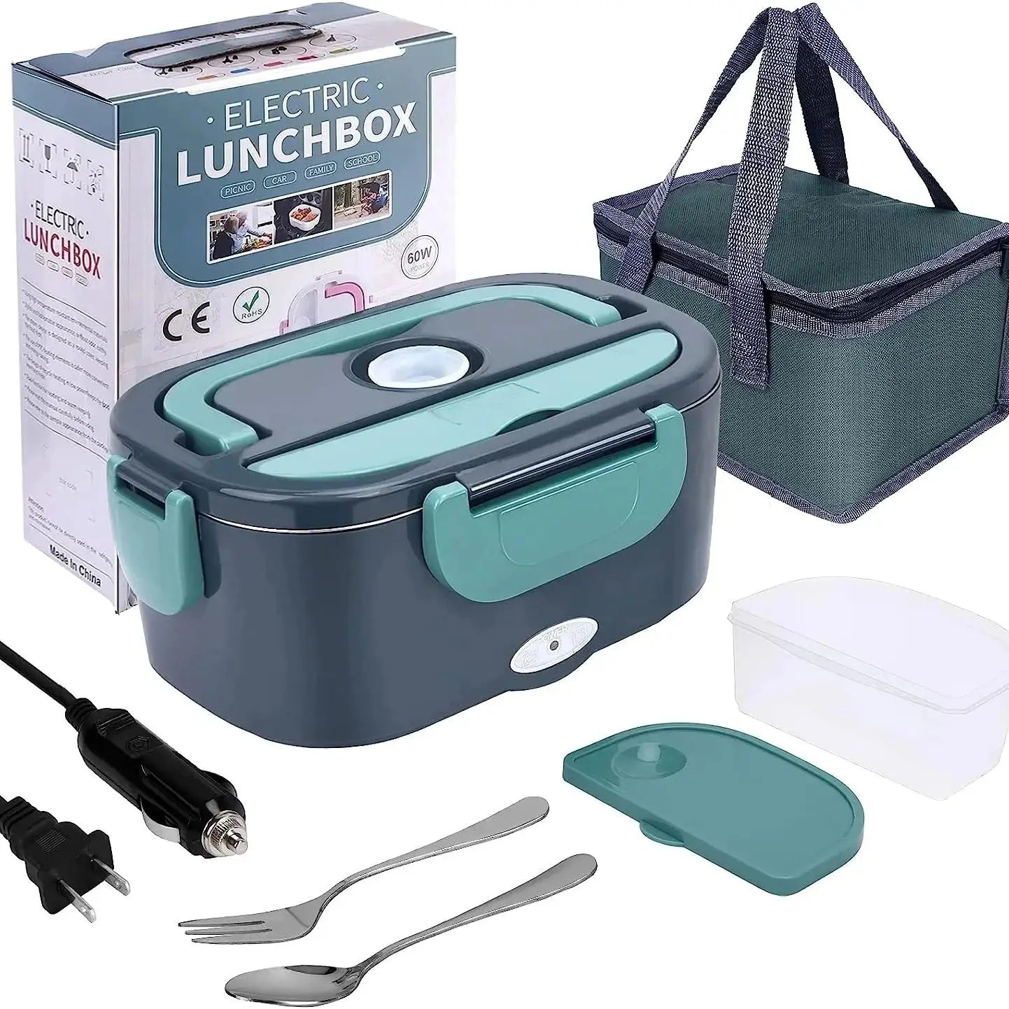 1.5L 60W Electric Portable Lunch Box Food Warmer – Leak-Proof Food Heater for Car or Home, Lunch Heating Microwave for Truckers