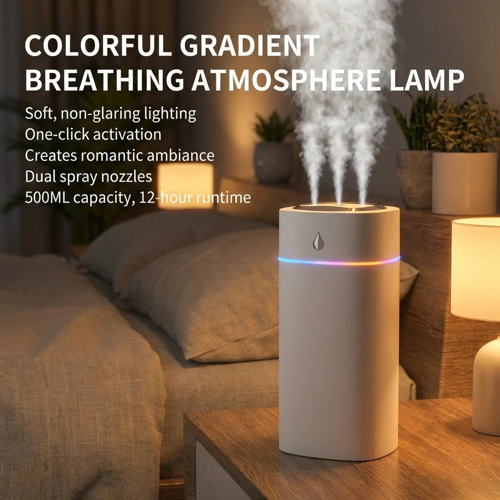 Three-Nozzle Water Drop Spray Humidifier Gentle Quick Space Moisturization for Home Office Decorative Air Moisturizer
