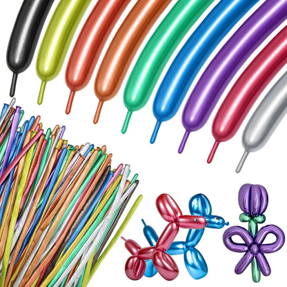 100pcs Thickening Long Balloons for Tying Arch Twisting Latex Modeling Skinny Birthday Balloon for Kids Party Wedding Decoartion