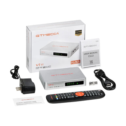 GTMEDIA V7 TT Ground Signal Receiver，1080P Full HD DVB-T/T2/DVB-C Signal TV Box With USB WIFI Decoder Support H.265 HEVC 10bit F