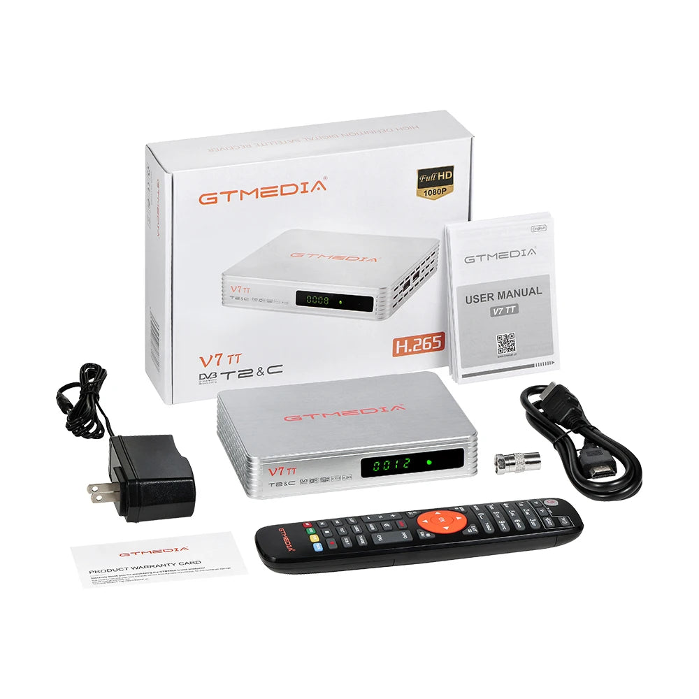 GTMEDIA V7 TT Ground Signal Receiver，1080P Full HD DVB-T/T2/DVB-C Signal TV Box With USB WIFI Decoder Support H.265 HEVC 10bit F