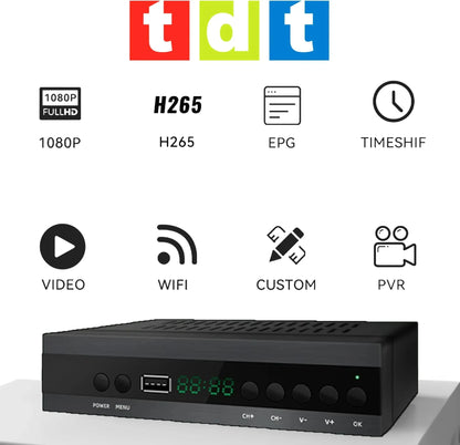 New H.265 TDT DVB-T2 C Digital Terrestrial TV Receiver HD DVB-T2 FTA Set Top Box EPG USB PVR TV Tuner for HD/Old TV